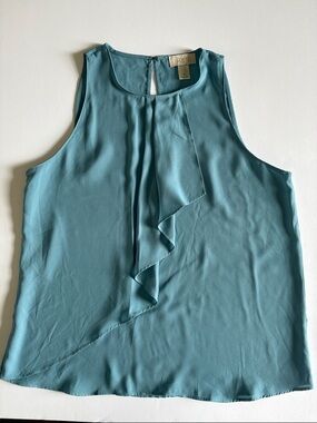 LOFT Teal Ruffle Front Sleeveless Camisole